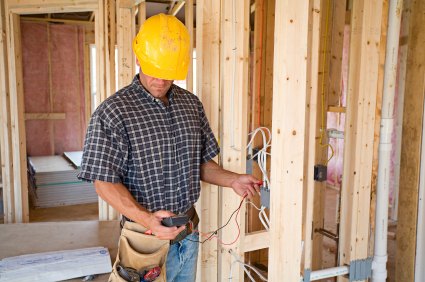 Wiring a new home by Stone Electric & Plumbing.